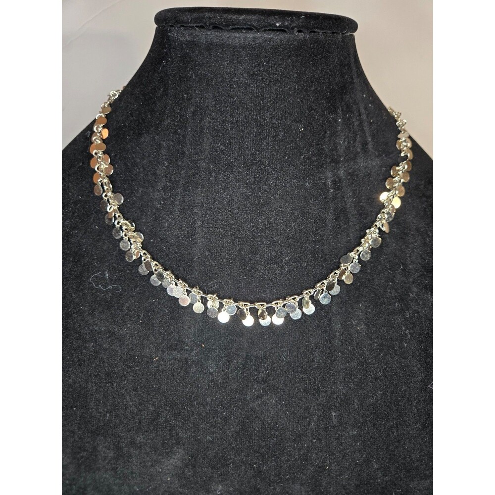 Silver Tone Necklace Circular Charms Hook Closure - Picture 4 of 6
